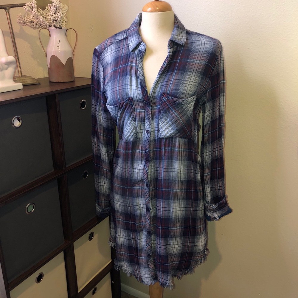 Bella Dahl plaid gray dress Sz small